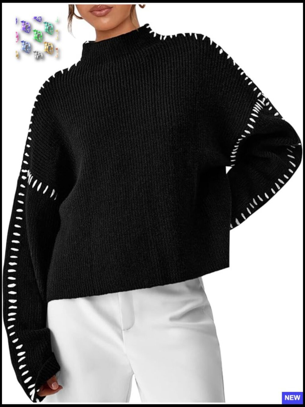 Chunky Knit Sweater Oversized Pullover Mock Neck Long Sleeve Fall Winter Trendy